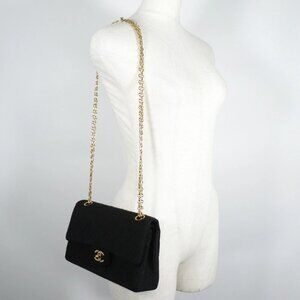 CHANEL ChainShoulder Shoulder Bag Matelasse Double flap black Jersey Women
